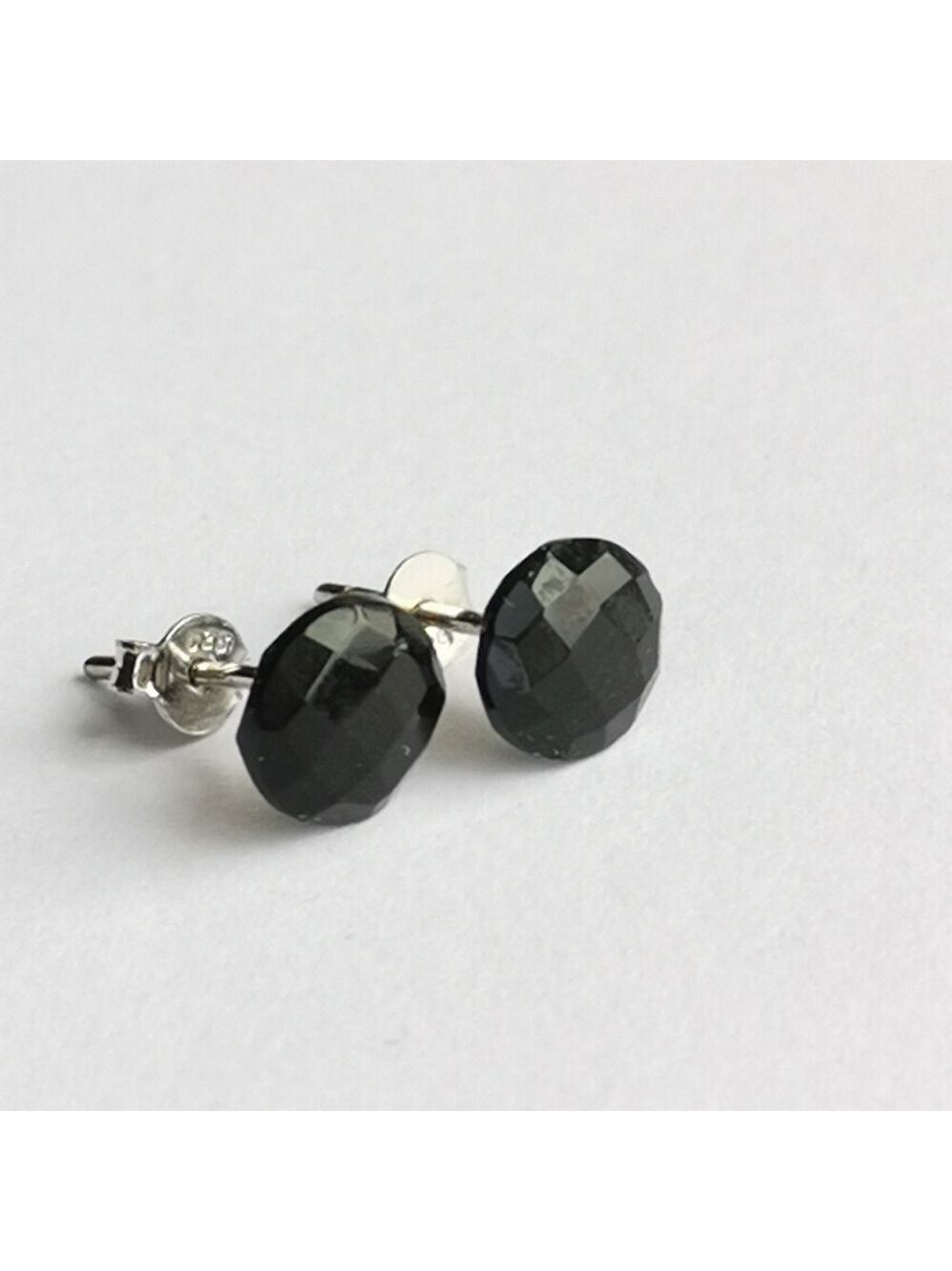 NEW Faceted Black Onyx stud earrings on Sterling Silver